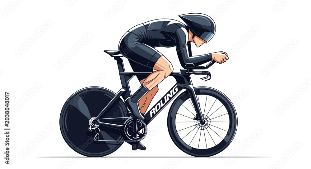 Fototapeta premium Professional cyclist riding a bicycle fast.