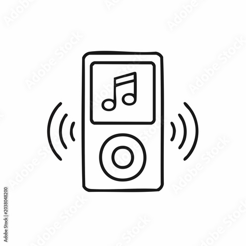 Simple Doodle Style Illustration of a Portable Music Player for Creative Projects