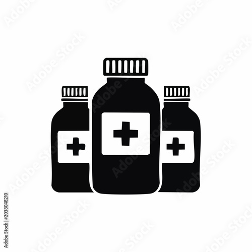 Pharmaceutical bottle icons isolated on white background vector illustration