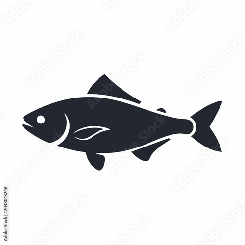 Simple Monochrome Fish Icon Graphic Design Featuring Aquatic Animal Illustration
