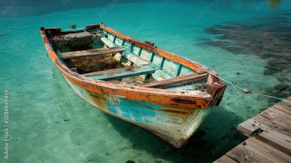 Fototapeta premium Dilapidated boat in turquoise water