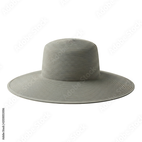Elegant Wide-Brimmed Summer Sun Hat Isolated on White Background
