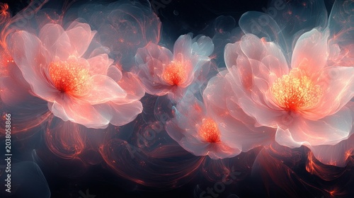 Abstract Flowers in Motion - Floating Botanicals - Digital Art - Background