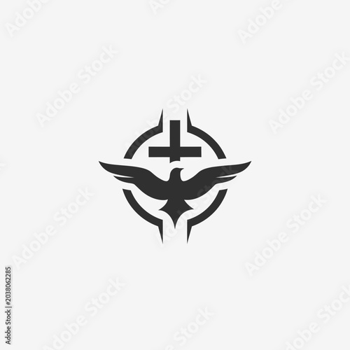 Foto Holy Spirit Dove and Cross Symbol in a Circular Design.