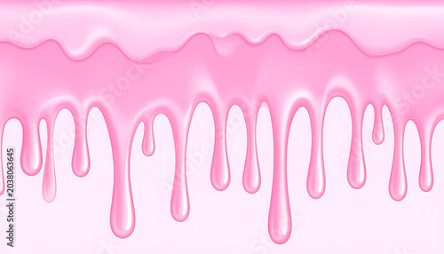 Sweet pink dripping frosting or glaze border, dessert decoration, glossy liquid texture, confectionary design element