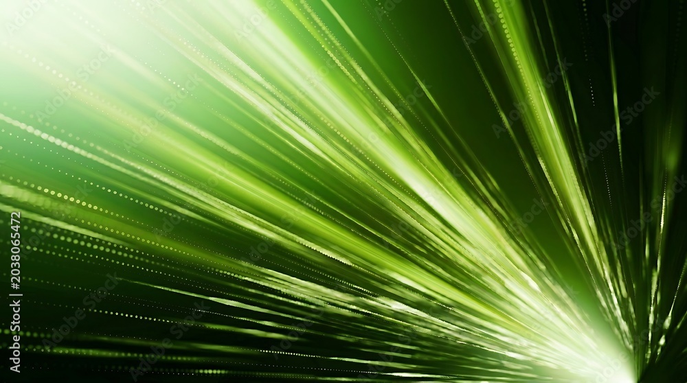 Obraz premium Radiant Green Light Rays Shining Through Dense Tropical Foliage in Dark Forest