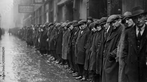 Long Queues Of Unemployed People During Great Depression