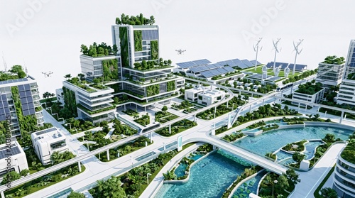 Sustainable urban planning green cityscape architecture.
