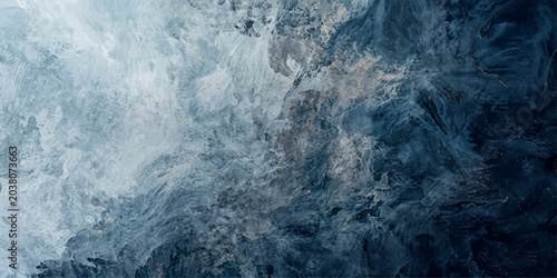Bild auf Leinwand An abstract icy texture with deep blue hues and crystalline structures creates a cool, refreshing, and frozen atmosphere, hinting at the raw beauty of ice formations