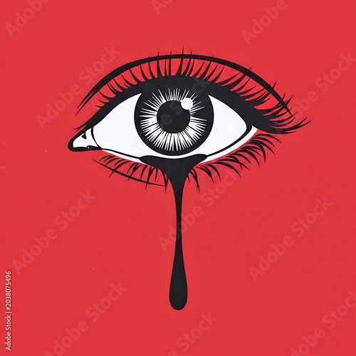 Dark Crying Eye Illustration for Gothic Horror Beauty and Mystery Concepts