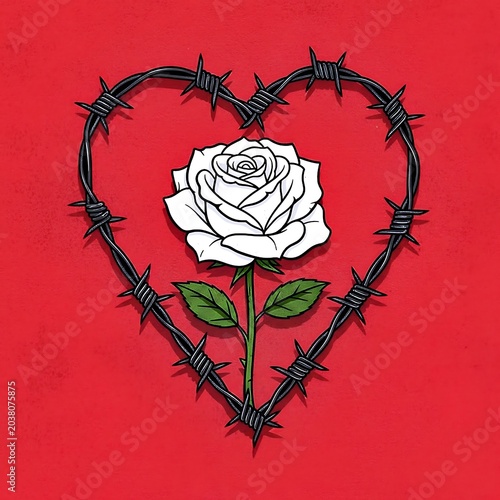 Gothic Rose Heart Illustration Symbolizing Pain Love and Emotional Conflict