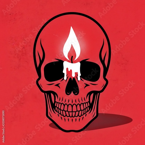 Gothic Skull Candle Flame for Dark Halloween Branding Design