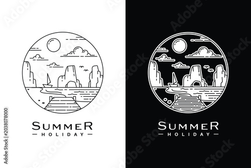 Summer Holiday Travel Line Art Icon