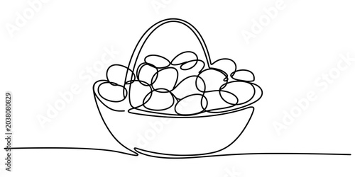 Tableau sur toile Line drawing of eggs in a basket