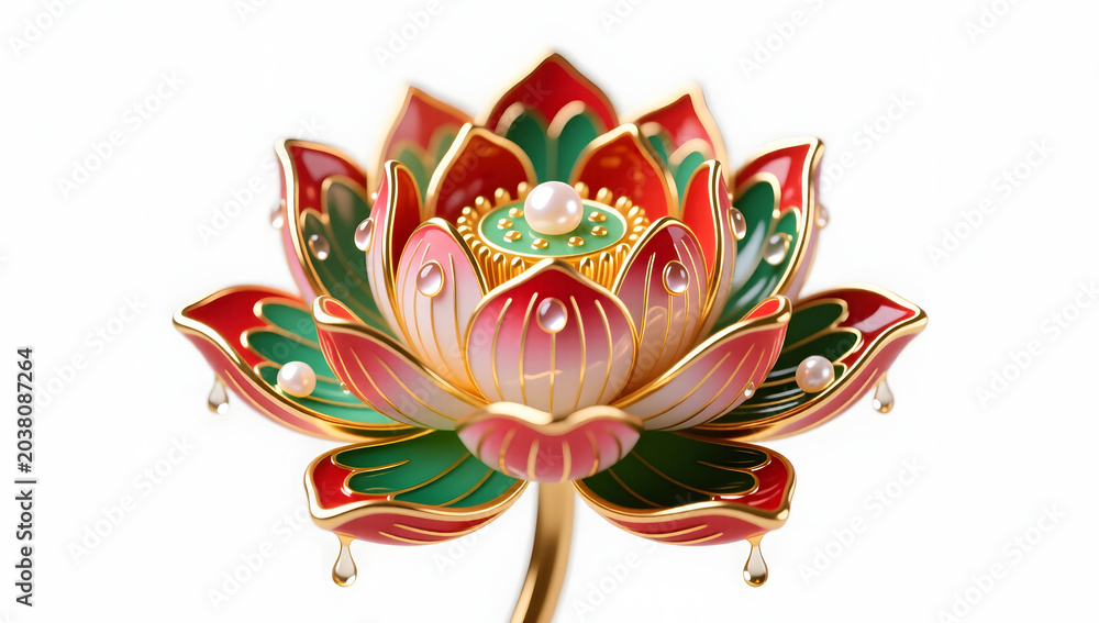 Fototapeta premium Summer New Chinese enamel gold lotus zen background