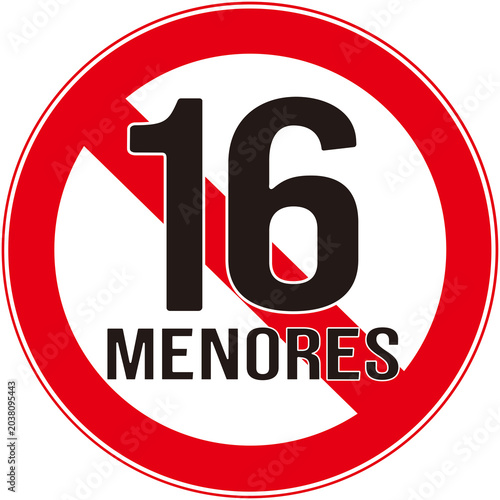  sign indicating in portuguese that it is prohibited for those under 16 years of age