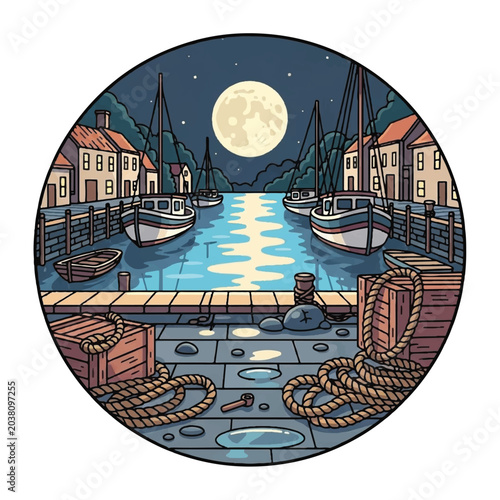 Ropes on a dock at night.