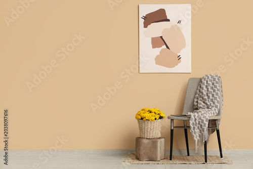 Wicker basket with chrysant...