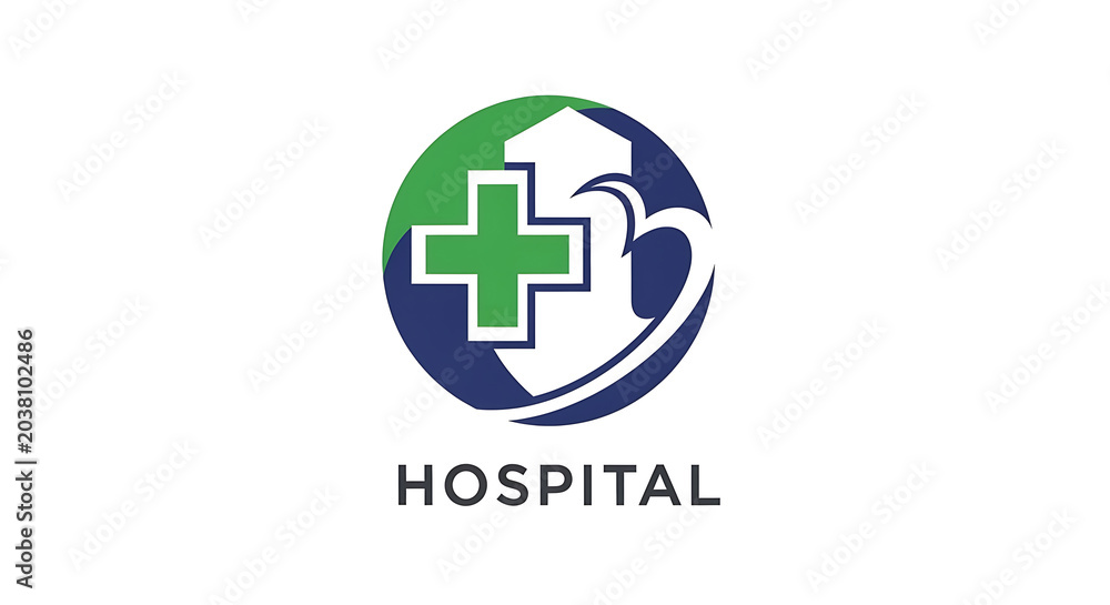 Obraz premium Modern healthcare logo design for hospital and medical facilities, symbolizing comprehensive patient care, wellness, and professional health services