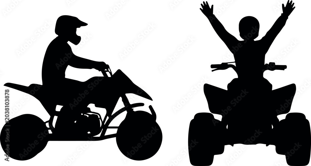 Φωτογραφία ATV race riders on dirt trail silhouette