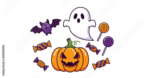 Konstfotografi Halloween candy and jack o lantern.