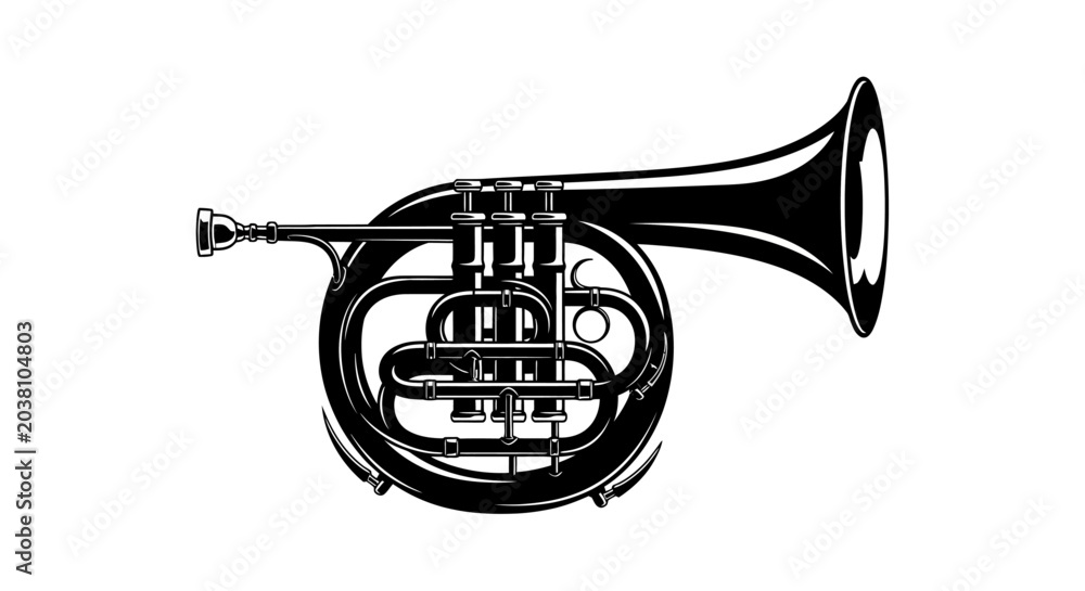 Naklejka premium French horn musical instrument closeup.