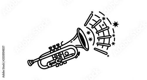 Schilderij op canvas Brass Trumpet Musical Instrument Closeup.