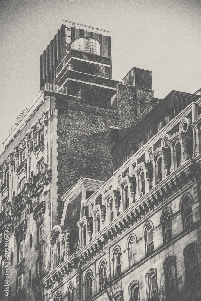 Obraz premium new york city skyline old vintage poster print buildings and city