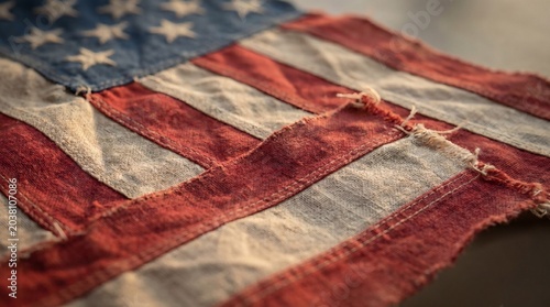 Vintage American Flag Close-Up Texture Detail