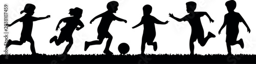 Children at summer camp running across field