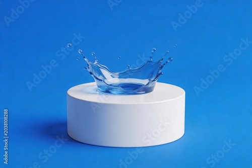 Water splash on white pedestal