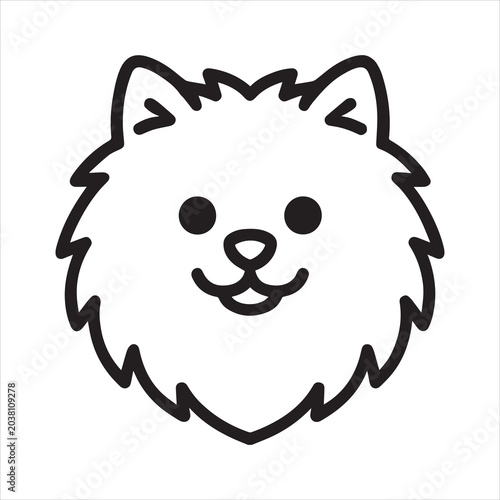 Quadro su tela Pomeranian dog head front view outline icon vector.