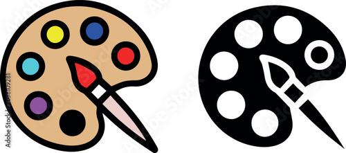 Foto Painting app toolbar palette and brush icon set