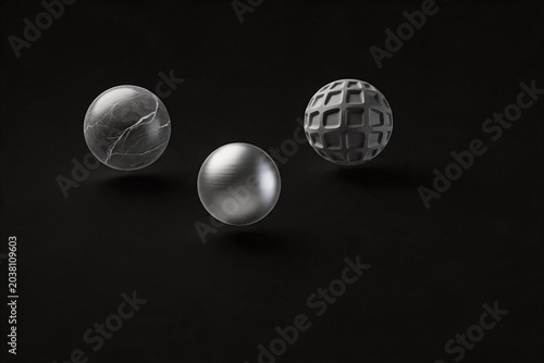 Three Spheres on Black Background