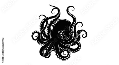 Bild auf Leinwand Black Octopus Silhouette Icon Vector Art