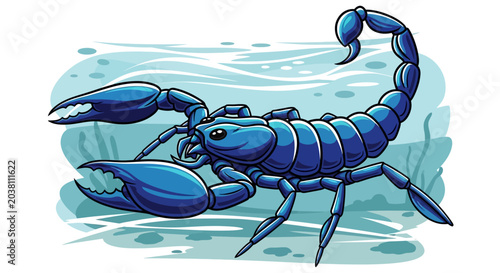 Schilderij op canvas Scorpio Zodiac Sign, Astrological Constellation, Blue Scorpion Illustration