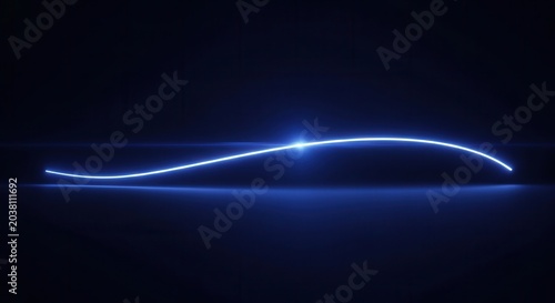 Futuristic Electric Car Silhouette Glowing Blue Neon Light on Dark Background.