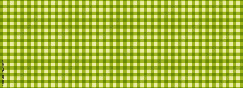 Fototapeta premium Green gingham seamless pattern with classic picnic plaid texture. Fresh checkered vector background for tablecloth, textile, wrapping paper, kitchen decor and spring summer design.