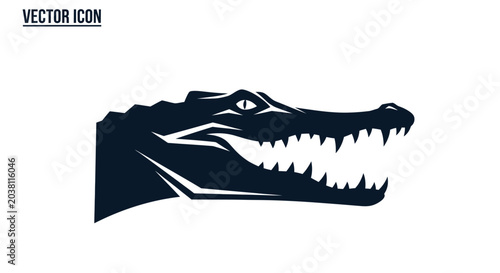 Photos Ferocious Crocodile Head Silhouette Icon, Vector Art
