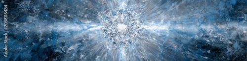 Abstract Blue Energy Burst with Light Rays