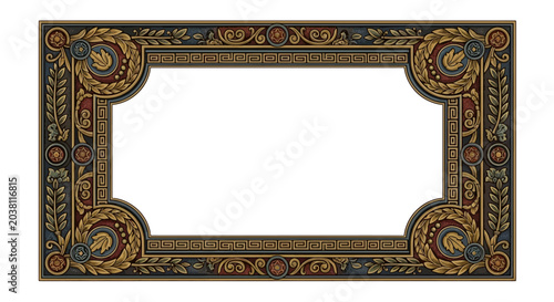 Bild auf Leinwand Ornate Rectangular Frame with Classical Design and Floral Motifs