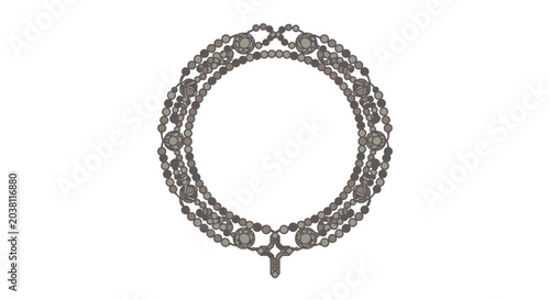 Billede på lærred Ornate Vintage Tiara Necklace Frame, Antique Jewelry Crown Border Design
