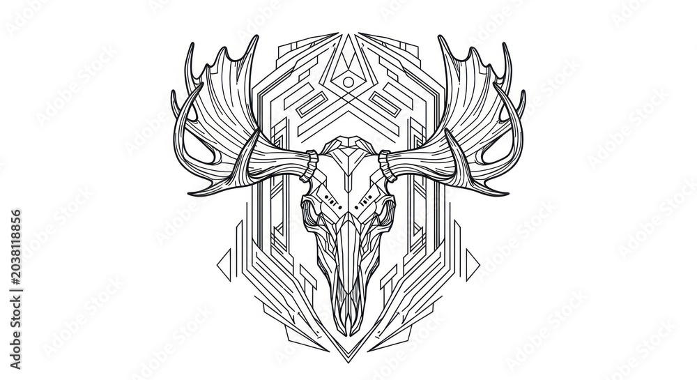 Fototapeta premium Geometric Deer Skull Illustration Design Element.