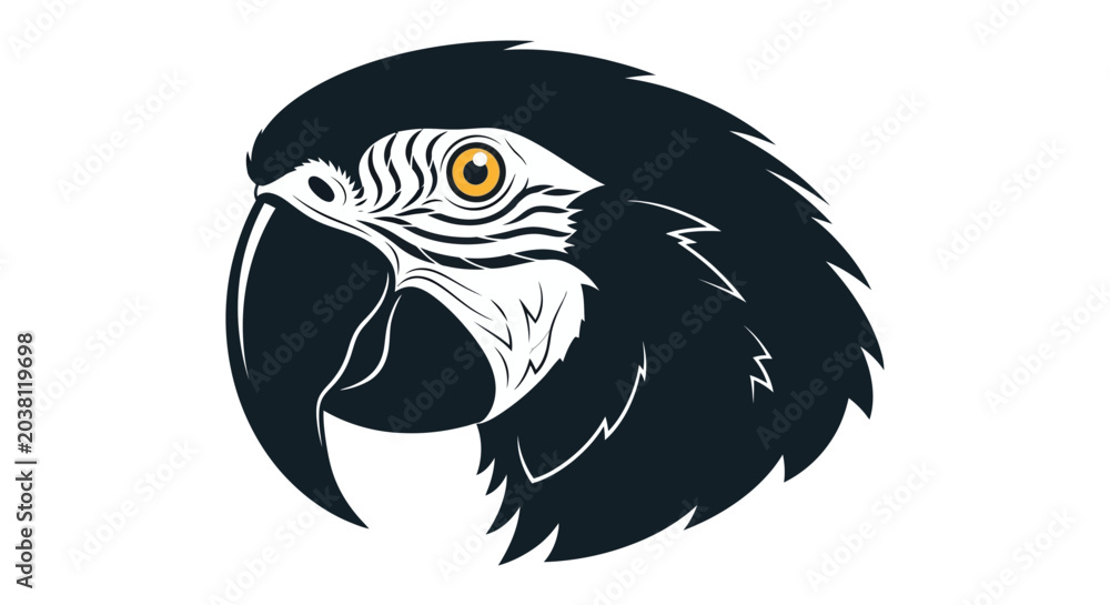 Fototapeta premium Stylized Blue and Yellow Macaw Parrot Head Portrait Icon