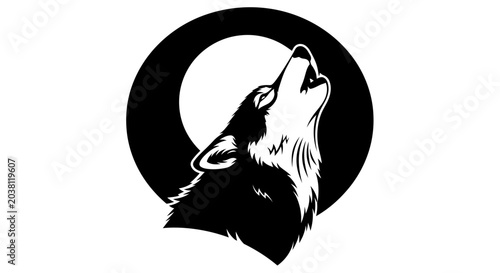 Photos Wolf Howling at Moon Silhouette - Wild Animal Spirit Icon