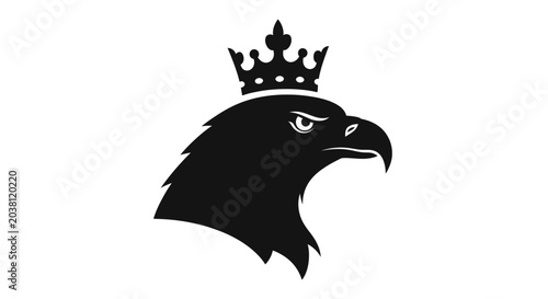 Obraz na płótnie Black Eagle Head with Crown Silhouette Icon