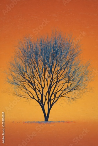 Silhouette of Tree Against Orange Sky