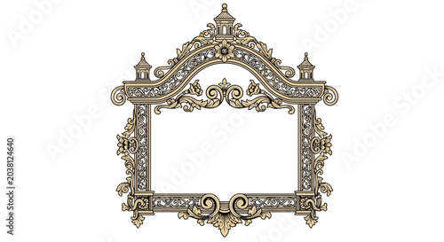 Ornate vintage frame, baroque decorative border, antique architectural element