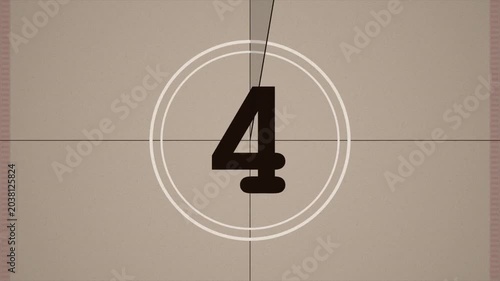 Vintage Film Countdown Leader from 8 to Start, Retro Movie Reel, Aged Cinema Texture, Flicker Grain Scratches, Antique Projector Intro, Sepia Old School Overlay 4k video