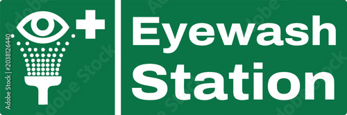 Emergency Eyewash Station Safety Sign Green and White First Aid Warning